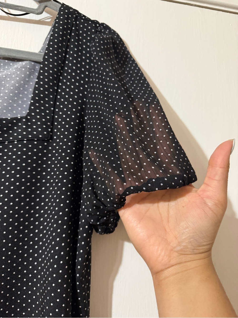 CeCe Black and White Polka Dot Blouse - Picture 3 of 7